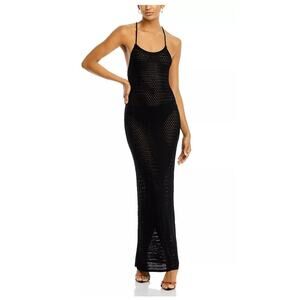 FORE COLLECTION WOMENS SIZE MEDIUM CROCHET MAXI DRESS BLACK NEW